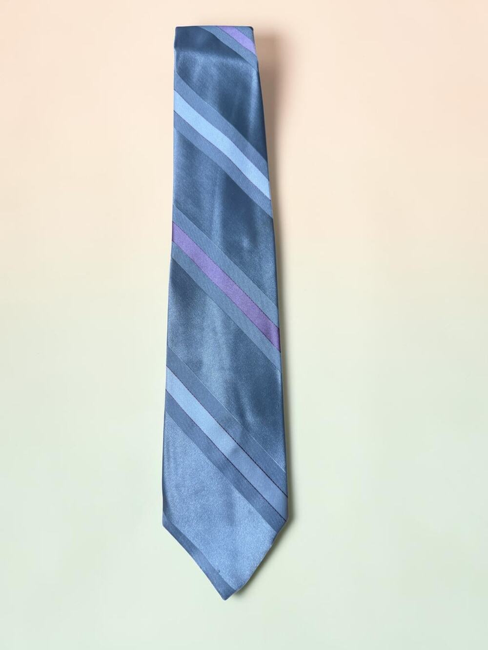 Vintage American Edition Tie Light Gray Lavender Stripe Preppy Old Money USA